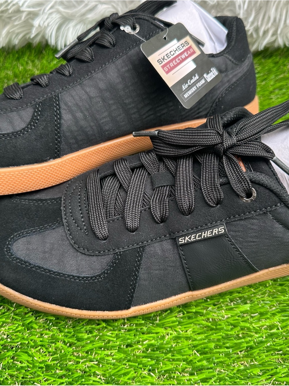 Skechers Men’s Black Sneakers with Gum Sole
